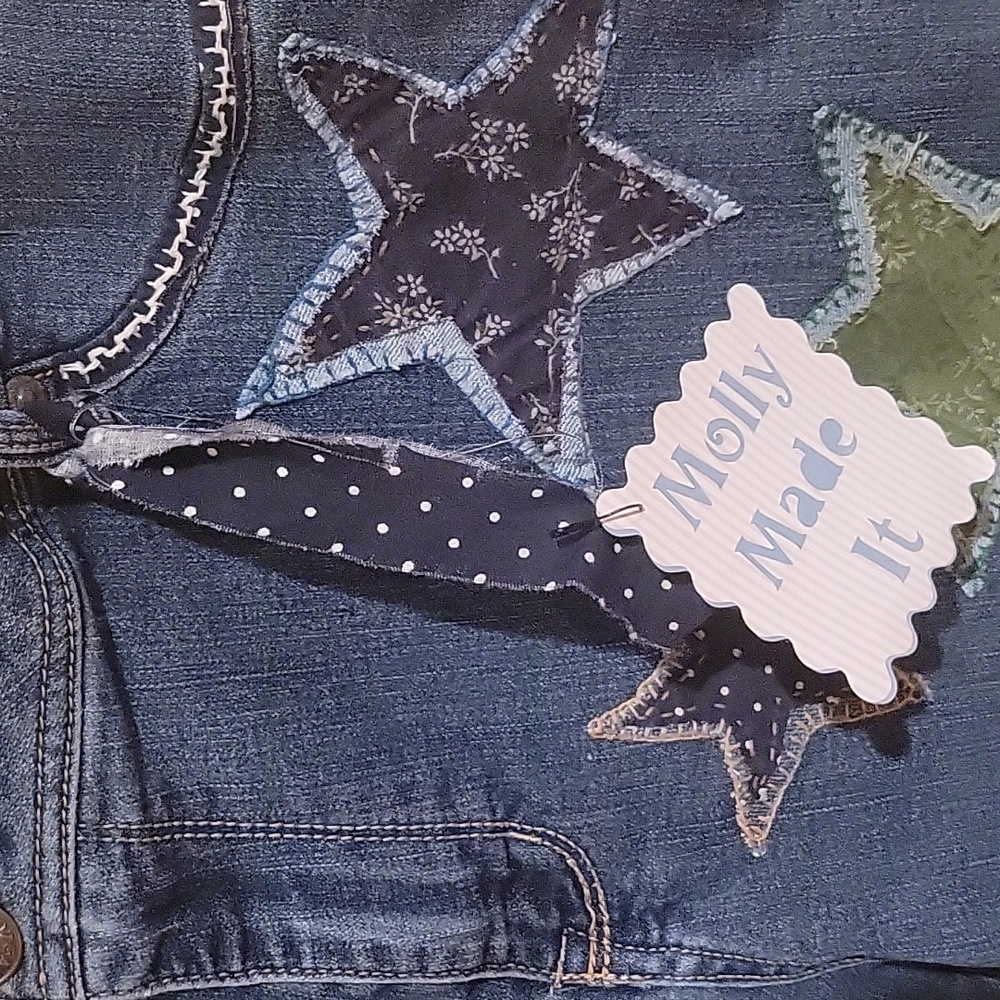 Upcycled Molly Made It Stars & embroided blue jeans - Picture 17 of 17